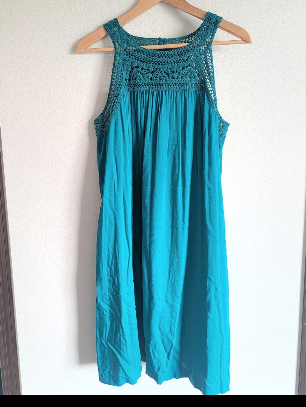 J. Jill Teal Crochet Yoke Midi Dress